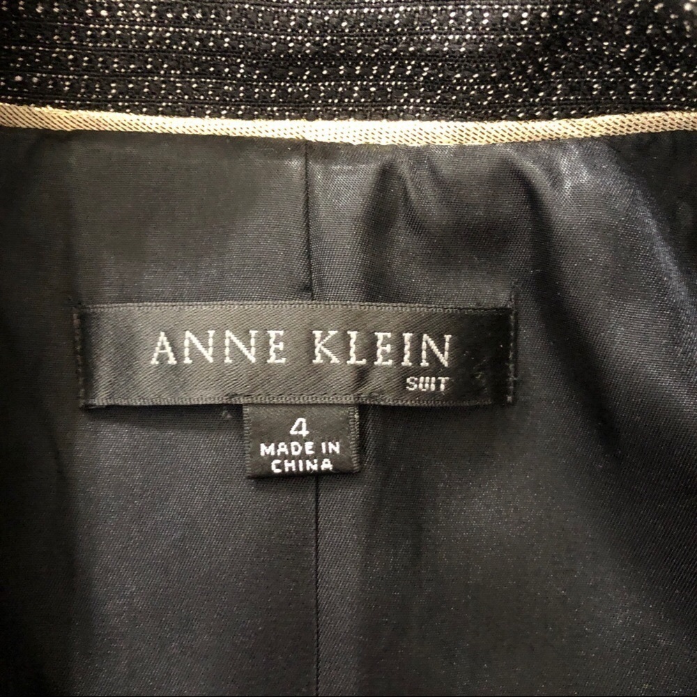 𝅺ANNE KLEIN - Double Breasted Black & White Square Neck Button Blazer - Size 4 - Picture 5 of 6